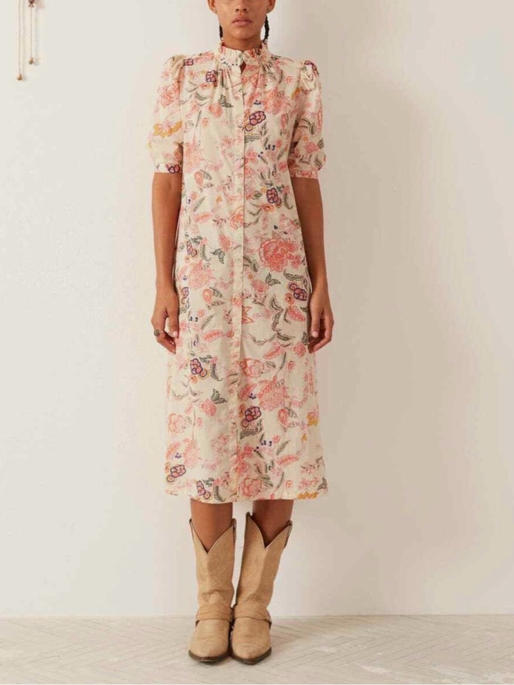 Alix of Bohemia Remi Coral Flower Dress Size Small